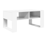 Owoxanthellate Table basse avec espace de rangement, blanc, 92 x 53 x 45 cm, table de salon moderne en bois, table d'appoint rectangulaire avec étagères pratiques pour livres et décoration