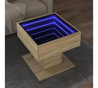 Owoxanthellate Table basse avec LED RVB Infinity - 50 x 50 x 45 cm - Chêne Sonoma - Table d'appoint - Ambiance moderne pour salon et chambre à coucher
