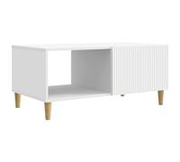Owoxanthellate Table basse blanche 90 x 50 x 40 cm - Table de salon moderne en bois de style vintage - Élégante table basse plate et rectangulaire avec espace de rangement et porte pivotante pour le