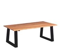 Owoxanthellate Table basse en bois d'acacia massif 110 x 60 x 40 cm avec pieds en métal en forme de U style industriel vintage pour salon, bureau et couloir