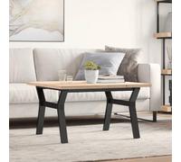 Owoxanthellate Table basse en bois massif 80 x 80 x 45,5 cm - Pin non traité - Structure en Y en acier - Petite table à manger - Design moderne - Robuste et durable - Pour salon, salle à manger