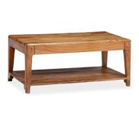 Owoxanthellate Table basse en bois massif 88 x 50 x 38 cm, en bois d'acacia fait à la main, avec étagère, design rustique et moderne, table d'appoint robuste pour salon, chambre à coucher et couloir