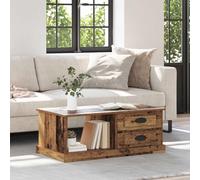 Owoxanthellate Table basse en bois recyclé 90 x 50 x 35 cm en bois robuste avec tiroir et étagère ouverte - Buffet moderne pour salon, chambre à coucher, bureau