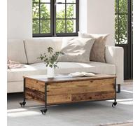 Owoxanthellate Table basse en bois recyclé 91 x 55 x 32 cm - Design moderne avec 2 compartiments de rangement - Charge maximale : 75 kg - Table basse pour salon, chambre à coucher, couloir