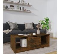 Owoxanthellate Table basse en chêne fumé 102 x 50 x 36 cm - Design moderne - Avec 3 compartiments - Espace de rangement supplémentaire - Robuste et durable - Pour salon, chambre à coucher, couloir