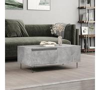 Owoxanthellate Table basse gris béton 90 x 50 x 36,5 cm en bois avec pieds en métal et tiroir - Design moderne - Robuste et durable - Pour salon, chambre à coucher, couloir