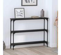 Owoxanthellate Table console 100 x 22,5 x 75 cm aspect chêne noir avec 3 étagères, cadre en métal, look industriel, peu encombrante pour couloir, salon, chambre à coucher