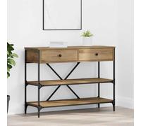 Owoxanthellate Table console en bois dur marron 25,5 kg avec tiroirs et étagère, aspect vieilli, table d'appoint peu encombrante pour couloir, chambre et salon