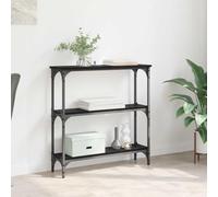 Owoxanthellate Table console en chêne noir 75 x 22,5 x 75 cm avec 3 étagères, cadre en métal, table latérale industrielle, design moderne, robuste et durable, pour salon, couloir, chambre à coucher