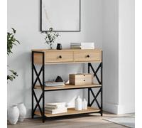 Owoxanthellate Table console en chêne Sonoma 75 x 28 x 75 cm, matériau bois/métal, pieds réglables en hauteur, table d'appoint pour couloir, salon, chambre à coucher