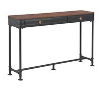 Owoxanthellate Table console en sapin massif - 120 x 30 x 75 cm - Table d'appoint étroite avec 2 tiroirs et cadre en métal - Buffet rustique pour couloir et salon - Marron et noir