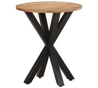 Owoxanthellate Table d'appoint 48 x 48 x 56 cm en bois d'acacia massif avec pieds en fer, table basse industrielle petite pour salon, chambre à coucher et couloir - Table latérale élégante avec