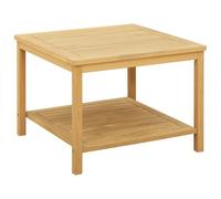 Owoxanthellate Table d'appoint carrée en bois d'acacia huilé - 60 x 60 x 45 cm - Table basse avec étagère pour jardin, balcon, terrasse et salon - Naturel