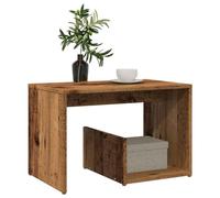 Owoxanthellate Table d'appoint en bois recyclé marron 59 x 36 x 38 cm - En bois avec compartiments de rangement ouverts - Design moderne et robuste - Petite table basse pour salon, chambre à coucher