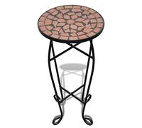 Owoxanthellate Table d'appoint en mosaïque terre cuite - Élégante table ronde en mosaïque ronde Ø 30 cm avec cadre en fer solide - Table de balcon décorative et table de jardin pour café, collations