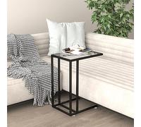 Owoxanthellate Table d'appoint en verre noir 50 x 35 x 65 cm - Design moderne - Verre trempé robuste avec structure en métal - Petite table basse pour salon, chambre à coucher, couloir