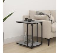 Owoxanthellate Table d'appoint grise Sonoma 50 x 35 x 55,5 cm avec roulettes, en forme de C, en bois et acier, peu encombrante avec espace de rangement pour salon, canapé et chambre à coucher