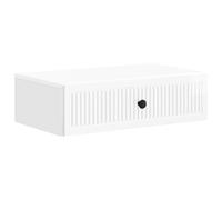 Owoxanthellate Table d'appoint murale blanche brillante - 59 x 34,5 x 17 cm - Table de chevet flottante en bois avec tiroir - Étagère murale moderne pour salon et couloir