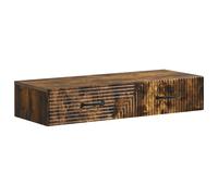 Owoxanthellate Table d'appoint murale en chêne fumé - Table de chevet flottante en bois avec tiroir - Console murale peu encombrante pour chambre à coucher et couloir - 87,5 x 34,5 x 17 cm