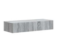 Owoxanthellate Table d'appoint murale Sonoma grise - 87,5 x 34,5 x 17 cm - Étagère flottante moderne avec tiroir et compartiment - Table de chevet à suspendre pour chambre à coucher, couloir et bureau