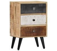 Owoxanthellate Table de chevet 40 x 30 x 60 cm en bois de manguier avec 3 tiroirs colorés - Design moderne du milieu du siècle - Table d'appoint robuste avec beaucoup d'espace de rangement pour