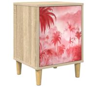Owoxanthellate Table de chevet Aachen en chêne sonoma 36 x 33 x 50 cm | Commode moderne pour chambre à coucher, pieds surélevés pour la sécheresse, avec fixation murale et motif décoratif.
