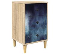Owoxanthellate Table de chevet avec 3 tiroirs en chêne Sonoma 36 x 33 x 60 | Table d'appoint compacte pour chambre à coucher avec motif décoratif et pieds pour une meilleure circulation de l'air.