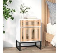 Owoxanthellate Table de chevet - Blanc - 40 x 30 x 55,5 cm - Design moderne en bois et fer - Avec tiroir et porte - Espace de rangement pour chambre à coucher, couloir et salon