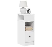 Owoxanthellate Table de chevet blanche - 25 x 31 x 66 cm - Matériau bois avec tiroir et compartiments ouverts - Design moderne - Structure robuste - Armoire de chevet pour chambre à coucher, salon et