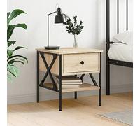 Owoxanthellate Table de chevet de style industriel en chêne Sonoma 40 x 42 x 45 cm - Cadre en fer - Console de chevet moderne avec espace de rangement pour chambre à coucher, salon ou couloir