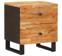 Owoxanthellate Table de chevet en bois massif de manguier - 40 x 33 x 46 cm - Design moderne avec 2 tiroirs - Marron - Commode de chevet - Table d'appoint pour chambre à coucher, couloir, salon