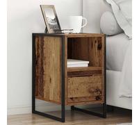 Owoxanthellate Table de chevet en bois recyclé 39,5 x 30 x 50 cm, 2 tiroirs, cadre en acier, chambre à coucher, couloir, salon, table d'appoint, espace de rangement