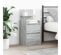 Owoxanthellate Table de chevet en bois Sonoma - 38 x 34 x 80 cm - Design moderne avec 2 tiroirs - Structure robuste pour chambre à coucher et couloir - Gris