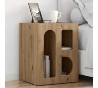 Owoxanthellate Table de chevet en chêne artisanal, 40 x 35 x 50 cm, moderne, avec 3 étagères, étroite et robuste, pour petite chambre à coucher, couloir, table d'appoint avec compartiment secret