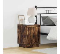 Owoxanthellate Table de chevet en chêne fumé - 39 x 34,5 x 50 cm - En bois avec lumière LED douce - Design moderne - Robuste et peu encombrant - Pour chambre à coucher, couloir, salon
