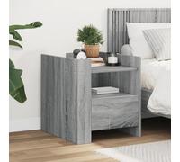 Owoxanthellate Table de chevet - Gris - Sonoma - 45 x 50 x 50 cm - En matériau dérivé du bois - Avec tiroir - Table d'appoint moderne - Robuste - Confortable - Pour chambre à coucher, salon, couloir