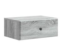 Owoxanthellate Table de chevet suspendue grise Sonoma - Table de chevet flottante avec tiroir et étagère - Console murale moderne en bois pour chambre à coucher - 49 x 34,5 x 20 cm