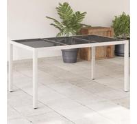 Owoxanthellate Table de jardin 150 x 90 cm blanche en rotin synthétique et verre trempé résistant aux UV Design moderne robuste et durable pour terrasse, balcon et jardin