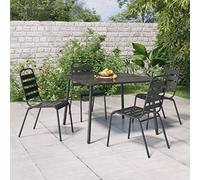 Owoxanthellate Table de jardin anthracite 100 x 100 x 71 cm en acier revêtu par pulvérisation et design moderne à lattes, robuste et durable, pour balcon, terrasse, camping et événements en plein air