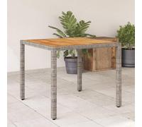 Owoxanthellate Table de jardin pliable 90 x 90 cm en bois d'acacia et polyrotin gris design moderne robuste résistant aux intempéries pour jardin, balcon, terrasse