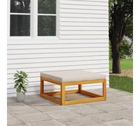 Owoxanthellate Tabouret de jardin, 68 x 68 cm, en bois d'acacia avec coussin d'assise gris clair, module moderne pour salon de jardin, extérieur, balcon, élément de canapé