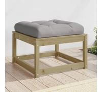 Owoxanthellate Tabouret de jardin en pin 83 x 73 x 78 cm avec coussin d'assise gris, imprégné sous pression, ottoman modulaire, pour balcon, terrasse, petit salon, robuste et résistant aux intempéries