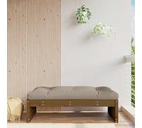Owoxanthellate Tabouret de jardin marron miel - 120 x 84 x 30 cm - Design à lattes en pin massif avec coussin d'assise taupe - Meuble d'extérieur modulaire - Robuste et durable - Pour balcon, terrasse