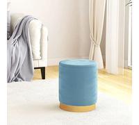 Owoxanthellate Tabouret de rangement en velours bleu clair - 31 x 37 cm - Tabouret pliable rond avec cadre en fer - Design moderne et peu encombrant - Pour salon, couloir et chambre à coucher