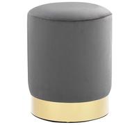 Owoxanthellate Tabouret en velours en forme de tonneau, gris foncé, doré, 28 x 36 cm, pliable, léger, portable, design moderne, pour salon, couloir, chambre à coucher