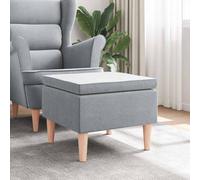 Owoxanthellate Tabouret gris clair avec pieds en bois, 52 x 52 x 42 cm, pouf moderne en polyester et bois d'hévéa, espace de rangement pliable pour salon, couloir et chambre à coucher