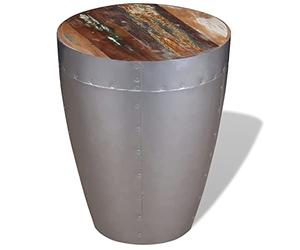 Owoxanthellate Tabouret rétro en bois recyclé 36 x 44 cm en bois massif recy t aluminium au look industriel meuble robuste pour cuisine, salon, balcon
