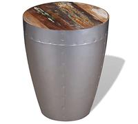 Owoxanthellate Tabouret rétro en bois recyclé 36 x 44 cm en bois massif recy t aluminium au look industriel meuble robuste pour cuisine, salon, balcon