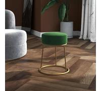 Owoxanthellate Tabouret rond en velours vert 30 x 38 cm avec structure en métal doré, siège pliable peu encombrant pour salon, couloir et chambre à coucher