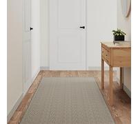 Owoxanthellate Tapis de sol, aspect sisal, Platine, 80 x 400 cm, à poils courts, en tissu polypropylène robuste, design moderne, pour couloir, salon, chambre à coucher